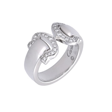 カルティエ 2Cブークルセ リング #48 シルバー K18ホワイトゴールド WG レディース ジュエリー 【中古】【jewelry】