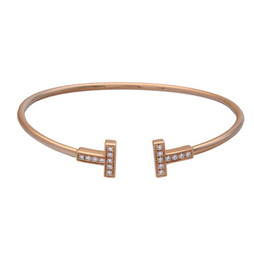 ティファニー Tワイヤー ブレスレット #M ゴールド K18ピンクゴールド PG レディース ジュエリー 【中古】【jewelry】