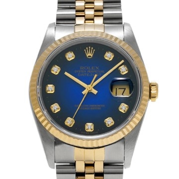 ロレックス デイトジャスト 16233G ブルー・グラデーション/ダイヤモンド メンズ 時計 【中古】【wristwatch】