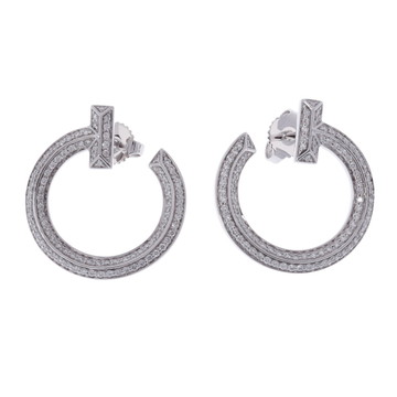 ティファニー Tワン オープン フープ ピアス シルバー K18ホワイトゴールド WG レディース ジュエリー 【中古】【jewelry】