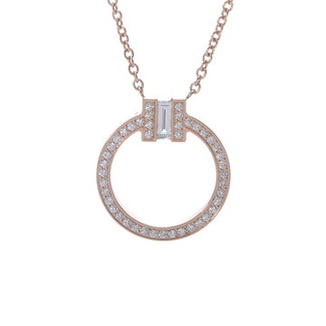 ティファニー T TWO サークル ネックレス ゴールド K18ピンクゴールド PG レディース ジュエリー 【中古】【jewelry】