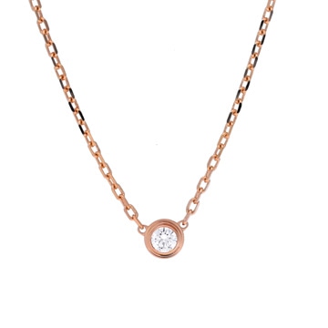 カルティエ ダムール ネックレス SM 一粒ダイヤ ピンク K18ピンクゴールド PG レディース ジュエリー 【中古】【jewelry】