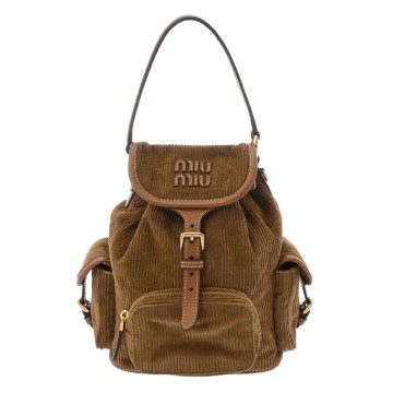 ミュウミュウ バックパック ブラウン 5BZ043 コーデュロイ ユニセックス バッグ 【中古】【bag】