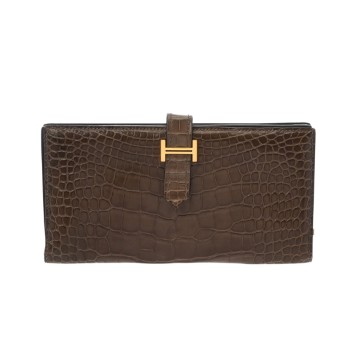 エルメス ベアン スフレ グリエレファント アリゲーターマット レディース 財布 【中古】【purse】