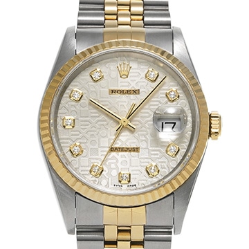 ロレックス デイトジャスト 16233G シルバーコンピュータ/ダイヤモンド メンズ 時計 【中古】【wristwatch】