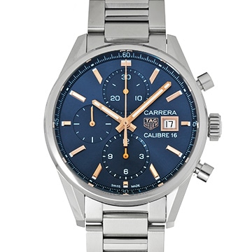 タグ ホイヤー カレラ キャリバー16 クロノグラフ CBK2115.BA0715 ブルー メンズ 時計 【中古】【wristwatch】