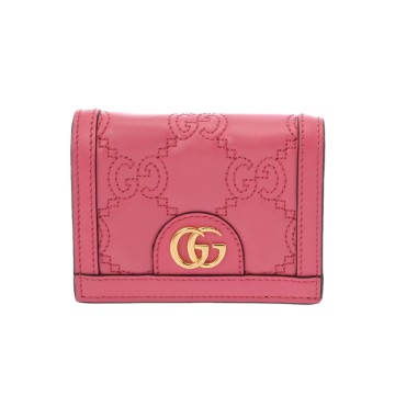 グッチ GGマトラッセ コンパクトウォレット ピンク 723786 レザー ユニセックス 財布 【中古】【purse】