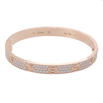 カルティエ ラブブレスレット #16 フルパヴェ ゴールド K18ピンクゴールド PG レディース ジュエリー 【中古】【jewelry】