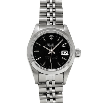 ロレックス オイスターパーペチュアル デイト 69160 ブラック レディース 時計 【中古】【wristwatch】