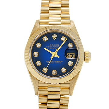 ロレックス デイトジャスト 69178G ブルー・グラデーション/ダイヤモンド レディース 時計 【中古】【wristwatch】