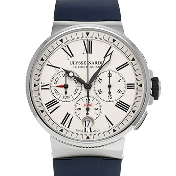 ユリス ナルダン マリーン クロノグラフ 1533-150 シルバー メンズ 時計 【中古】【wristwatch】
