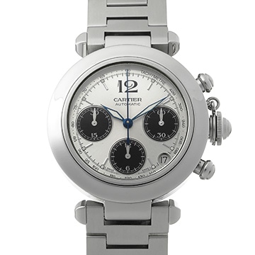 カルティエ パシャC クロノグラフ W31048M7 シルバー/ブラック メンズ 時計 【中古】【wristwatch】