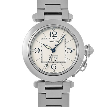 カルティエ パシャC ビッグデイト W31055M7 ホワイト ユニセックス 時計 【中古】【wristwatch】
