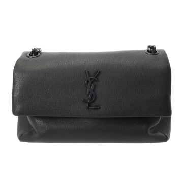 サンローラン ウエストハリウッド ブラック レザー レディース バッグ 【中古】【bag】