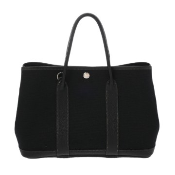 エルメス ガーデンパーティ TPM ブラック トワルオフィシエ/レザー レディース バッグ 【中古】【bag】