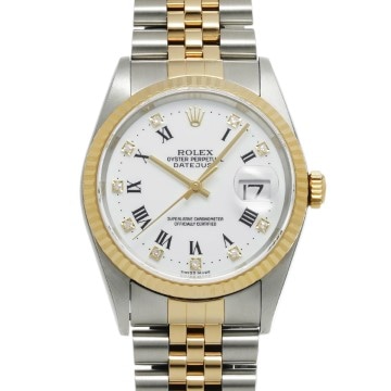 ロレックス デイトジャスト 36 16233G ホワイト/ダイヤモンド メンズ 時計 【中古】【wristwatch】