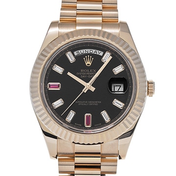 ロレックス デイデイトII  218235BG ブラック/ダイヤモンド/ルビー メンズ 時計 【中古】【wristwatch】