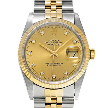 ロレックス デイトジャスト 36 16233G シャンパン/ダイヤモンド メンズ 時計 【中古】【wristwatch】