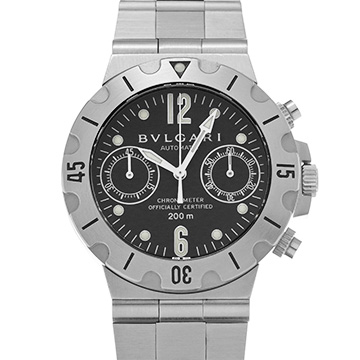 ブルガリ ディアゴノ スクーバ クロノグラフ SCB38S ブラック メンズ 時計 【中古】【wristwatch】