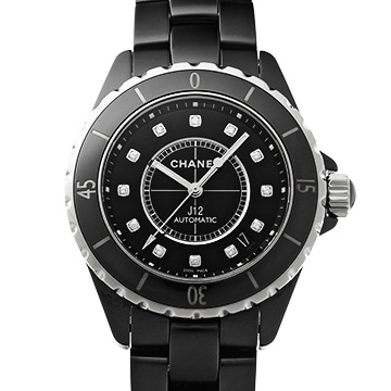シャネル J12 38MM H1626 ブラックラッカー/ダイヤモンド メンズ 時計 【中古】【wristwatch】