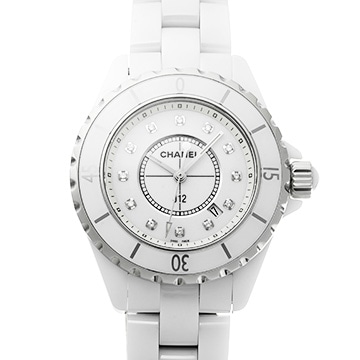 シャネル J12 33MM H1628 ホワイト/ダイヤモンド レディース 時計 【中古】【wristwatch】