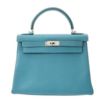 エルメス ケリー 28 内縫い ターコイズ シェーブル レディース バッグ 【中古】【bag】