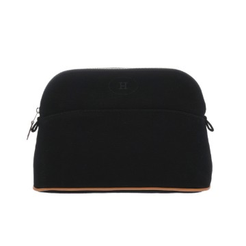 エルメス ボリード ポーチ MM ブラック コットンキャンバス ユニセックス 【未使用】【bag】