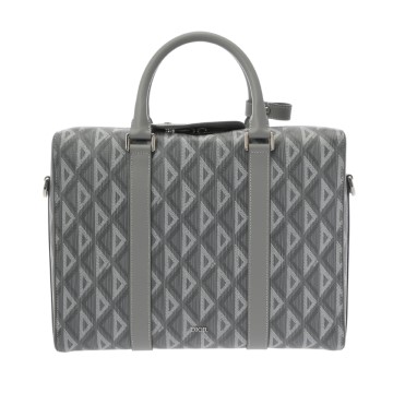 ディオール CDダイヤモンド ブリーフケース 2WAY グレー PVC/レザー メンズ バッグ 【中古】【bag】