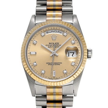 ロレックス デイデイト トリドール 18239BIC シャンパン/ダイヤモンド メンズ 時計 【中古】【wristwatch】