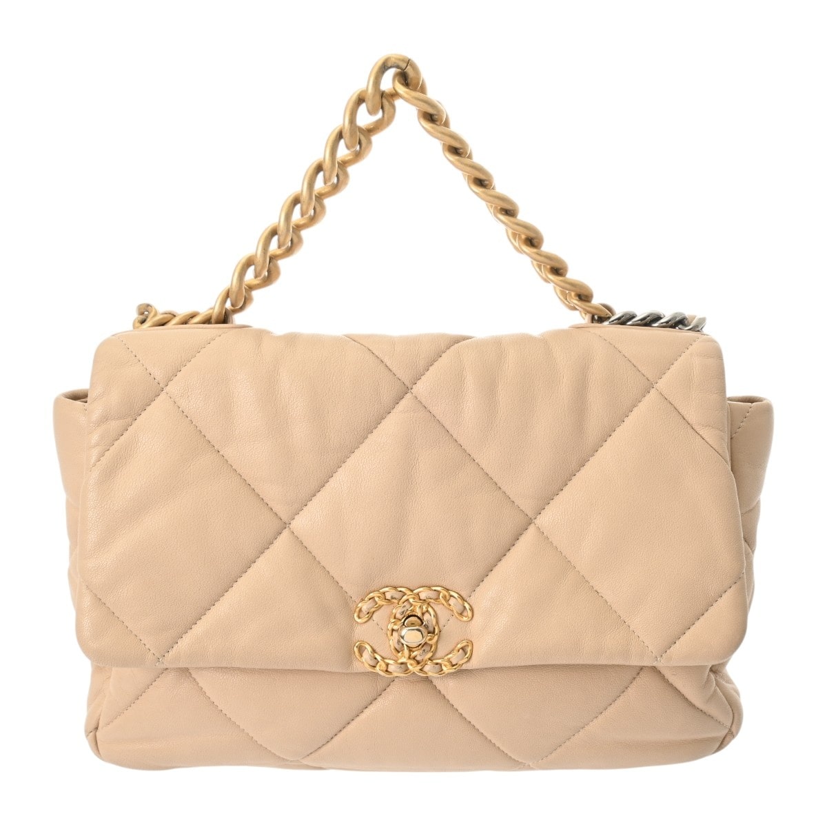 シャネル シャネル19 ラージ ハンドバッグ ベージュ AS1161 シャイニーラムスキン レディース バッグ 【中古】【bag】