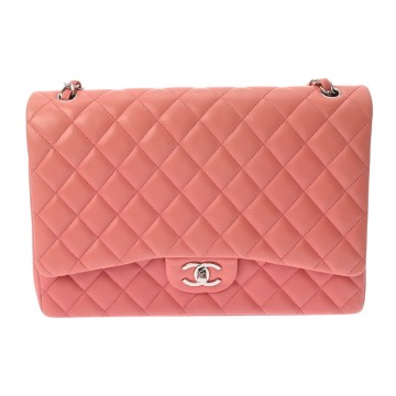 シャネル マトラッセ Wフラップ Wチェーンショルダー 33 ピンク A58601 ラムスキン レディース バッグ 【中古】【bag】