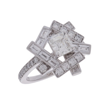 グラフ スレッドリング 1.00ct I-VS1 シルバー K18ホワイトゴールド WG レディース ジュエリー 【中古】【jewelry】