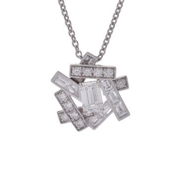 グラフ スレッドネックレス 0.70ct F-VS1 シルバー K18ホワイトゴールド WG レディース ジュエリー 【中古】【jewelry】