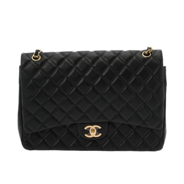 シャネル マトラッセ Wフラップ Wチェーンショルダー 33 ブラック A58601 ラムスキン レディース バッグ 【中古】【bag】