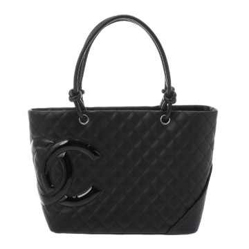 シャネル カンボン ラージトート ブラック A25169 カーフスキン レディース バッグ 【中古】【bag】