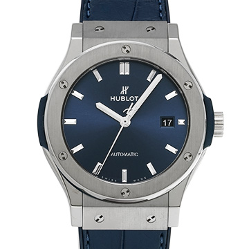ウブロ クラシックフュージョン チタニウム ブラック 542.NX.7170.RX ブルー メンズ 時計 【中古】【wristwatch】