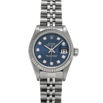 ロレックス デイトジャスト 69174G ブルー/ダイヤモンド レディース 時計 【中古】【wristwatch】