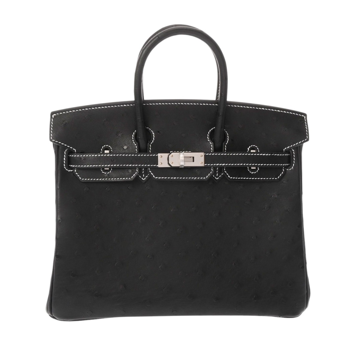 エルメス バーキン 25 ヴェルソ ブラック/クレームシャンティ オーストリッチ レディース バッグ 【未使用】【bag】