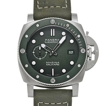 パネライ サブマーシブル マリーナ ミリターレ PAM01697 マットグリーン メンズ 時計 【中古】【wristwatch】