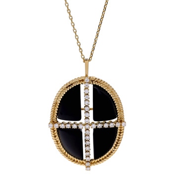 ミキモト オニキス ネックレス D0.72 2WAYブローチ ゴールド K18イエローゴールド YG レディース ジュエリー 【中古】【jewelry】