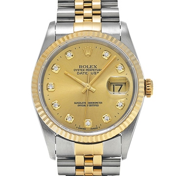 ロレックス デイトジャスト 36 16233G シャンパン/ダイヤモンド メンズ 時計 【中古】【wristwatch】