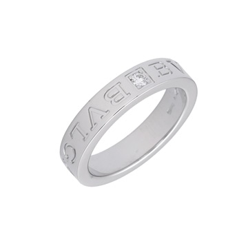 ブルガリ BB ダブルロゴリング 1PD シルバー K18ホワイトゴールド WG レディース ジュエリー 【中古】【jewelry】