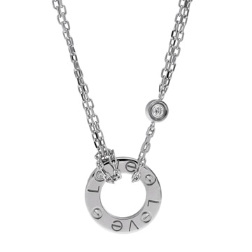 カルティエ ラブサークル ネックレス 2PD シルバー K18ホワイトゴールド WG レディース ジュエリー 【中古】【jewelry】