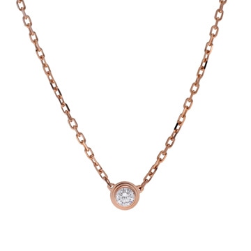 カルティエ ダムール ネックレス SM 一粒ダイヤ ゴールド K18ピンクゴールド PG レディース ジュエリー 【中古】【jewelry】