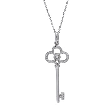 ティファニー クラウンキー ネックレス シルバー K18ホワイトゴールド WG レディース ジュエリー 【中古】【jewelry】