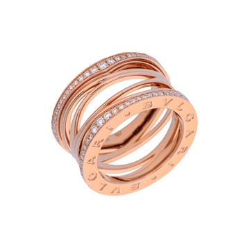 ブルガリ B-ZERO1 レジェンド リング #53　ダイヤモンド ピンク K18ピンクゴールド PG レディース ジュエリー 【中古】【jewelry】