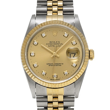 ロレックス デイトジャスト 36 16233G シャンパン/ダイヤモンド メンズ 時計 【中古】【wristwatch】