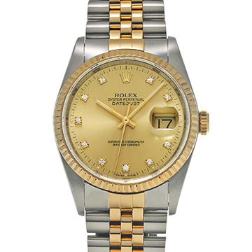 ロレックス デイトジャスト 36 16233G シャンパン/ダイヤモンド メンズ 時計 【中古】【wristwatch】