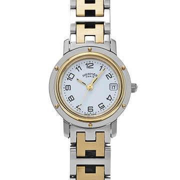 エルメス クリッパー CL4.220 ホワイト レディース 時計 【中古】【wristwatch】