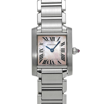 カルティエ タンクフランセーズ SM　 W51028Q3 ピンクシェル レディース 時計 【中古】【wristwatch】